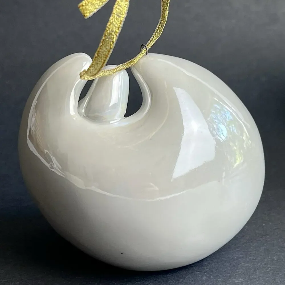 AppleTree Design Porcelain Nativity Ornament White Luster Angel Gold Christmas